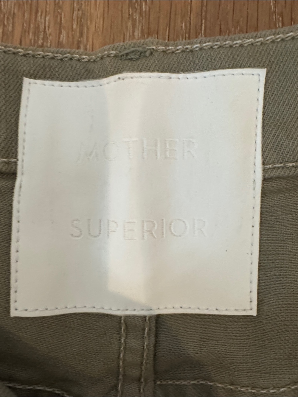 MOTHER Olive Green Frayed Hem Denim Shorts - Picture 2 of 7